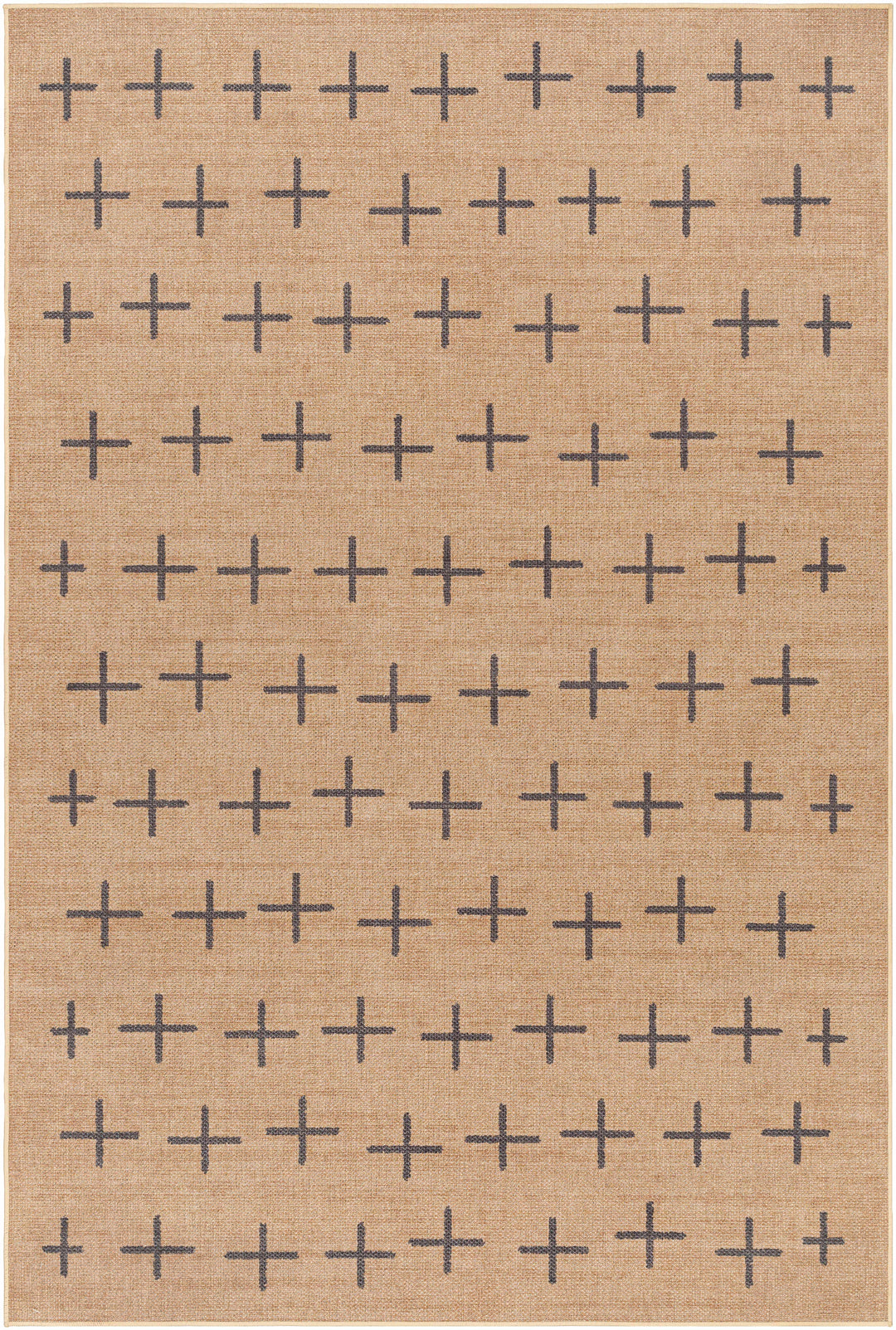 Beige rug with a pattern of black plus signs

Haimi Black Washable Jutely Rug