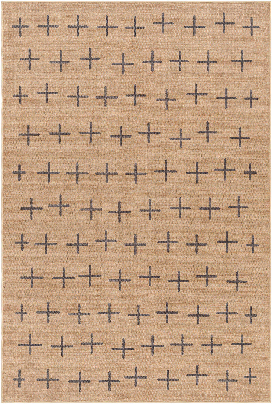 Beige rug with a pattern of black plus signs

Haimi Black Washable Jutely Rug