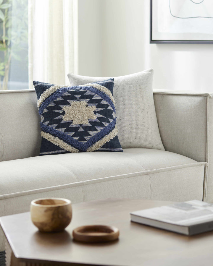 Shepardsville Navy Kilim Pattern Throw Pillow
