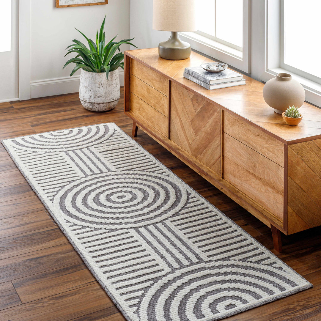 Deron Gray Rainbow Washable Rug
