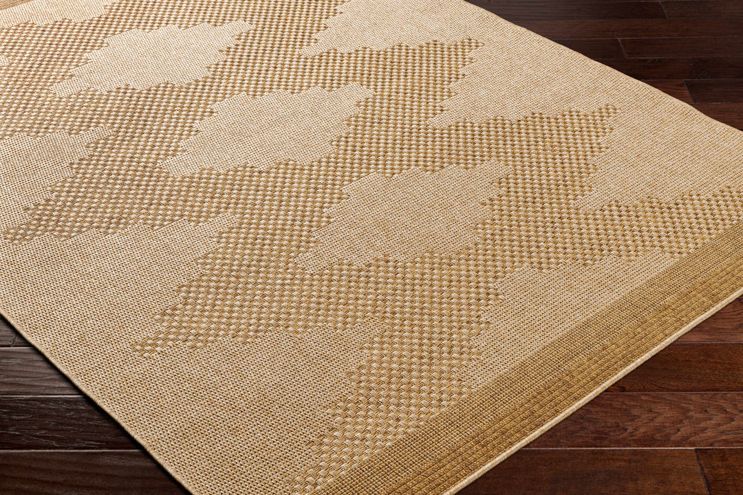 Beige woven mat on a wooden floor

Colum Flatweave Faux Jute Rug