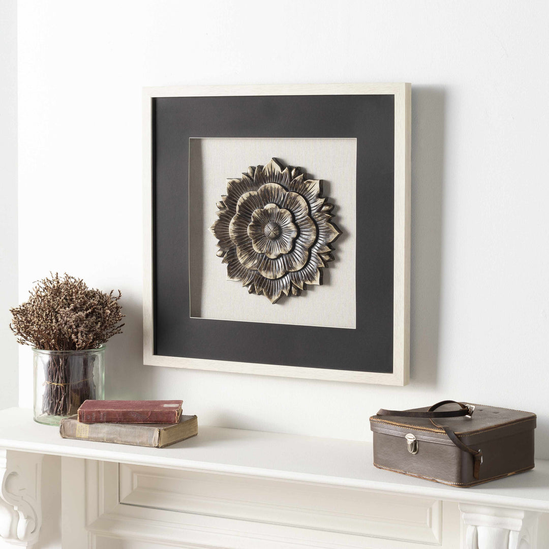 Tanza Black Textured Floral Wall Art