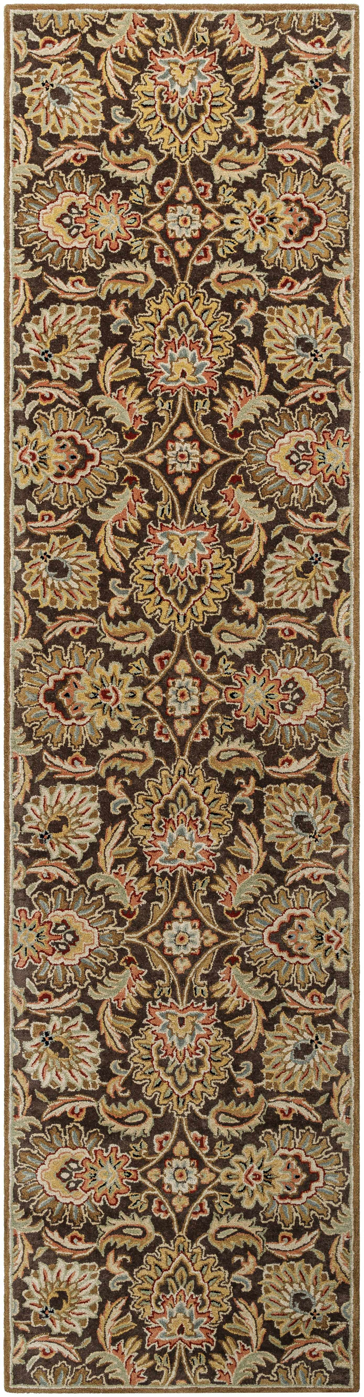 Decorative runner rug with intricate patterns on a dark background

Chesterton 1028 Hand Tufted Brown Wool Rug