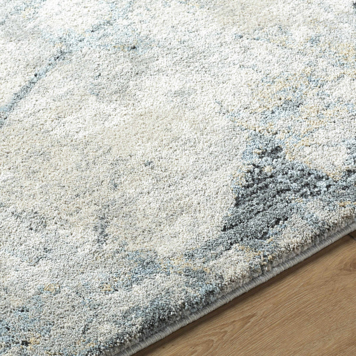 Close-up of a textured blue and gray area rug on a wooden floor.

Urowo Light Gray Thick Luxe Rug