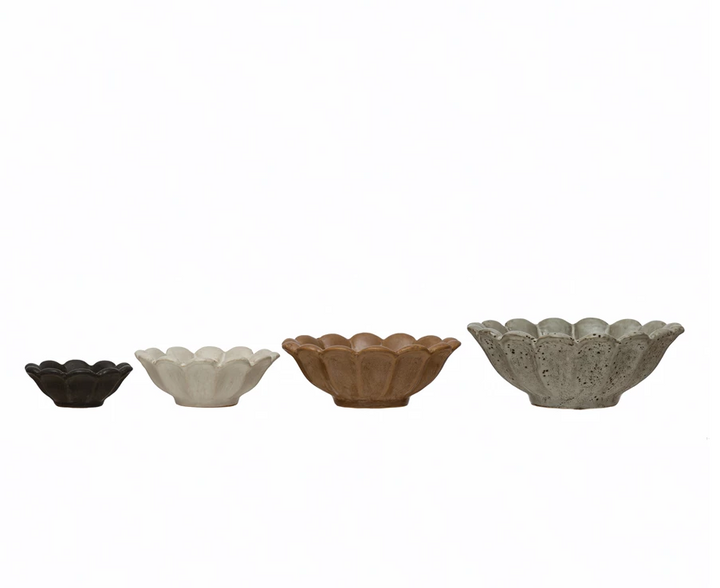 Stoneware Flower Bowls, Set of 4