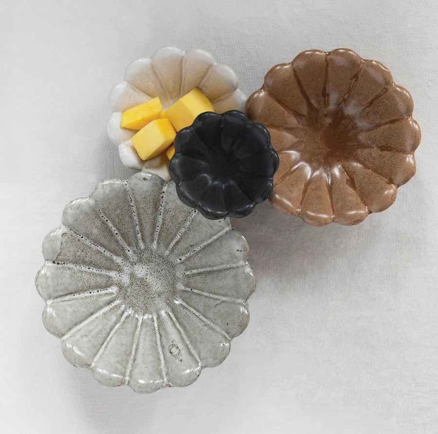 Stoneware Flower Bowls, Set of 4