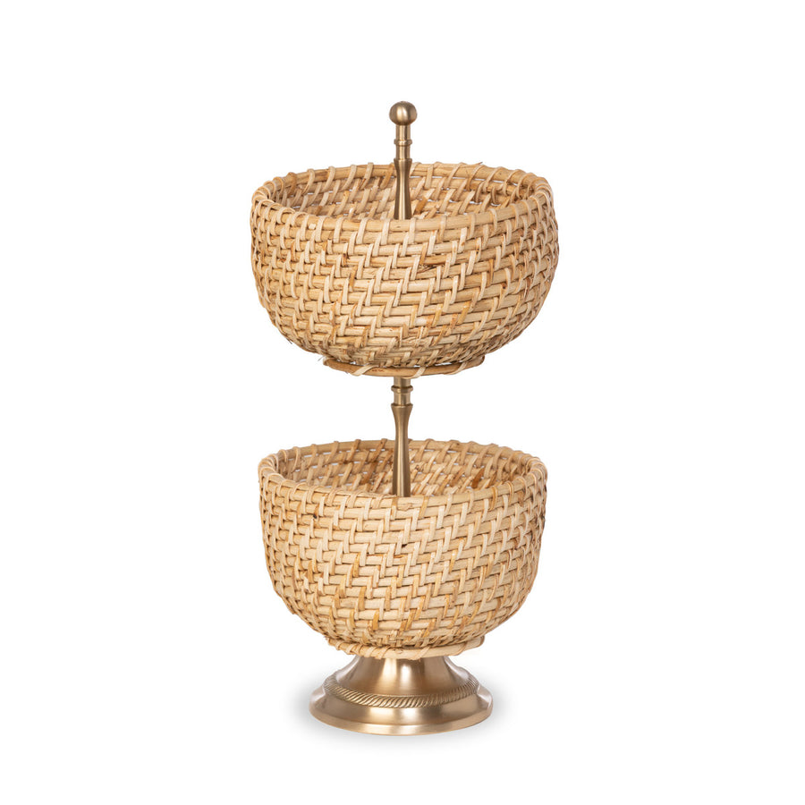 Amelia Woven Bamboo Cane Tiered Server