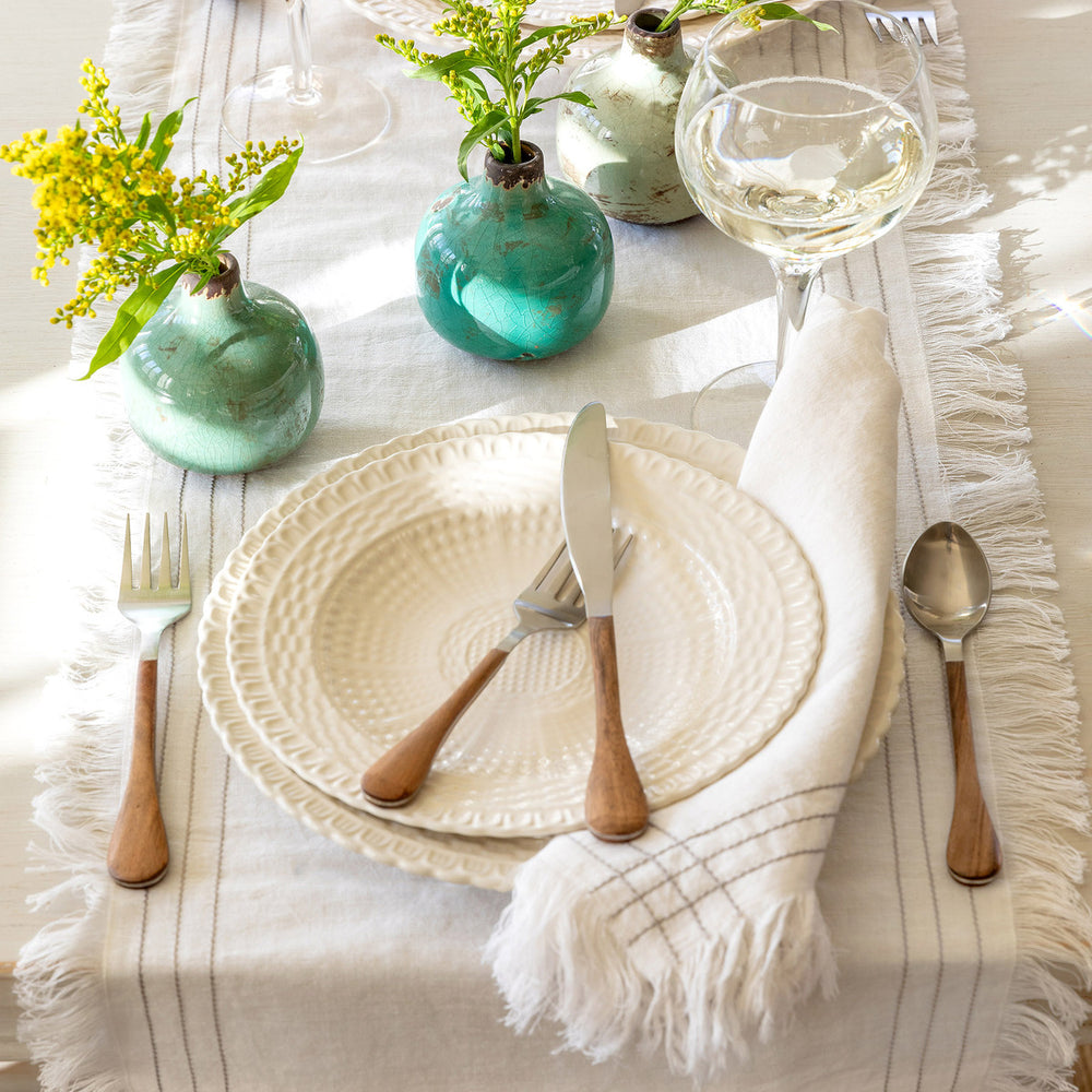 Fringed Linen/Cotton Blend Table Runner