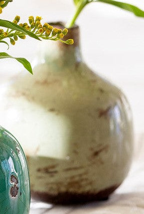 Glazed Stoneware Bud Vases, Blue Green, 3 Assorted Colors