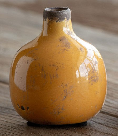 Glazed Stoneware Bud Vase, Yellow Orange, 3 Assorted Colors