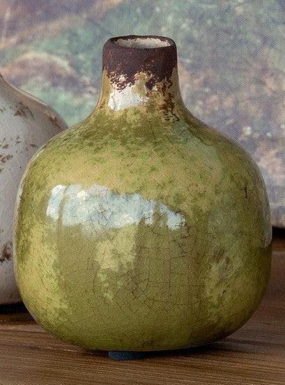 Glazed Stoneware Bud Vase, Taupe Green, 3 Assorted Colors