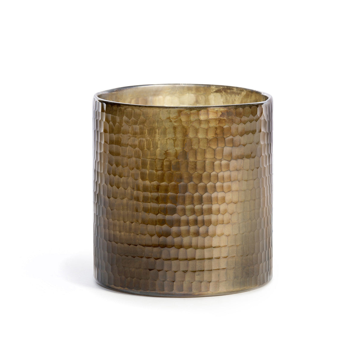 Hammered Pattern Glass Hurricane Bronze