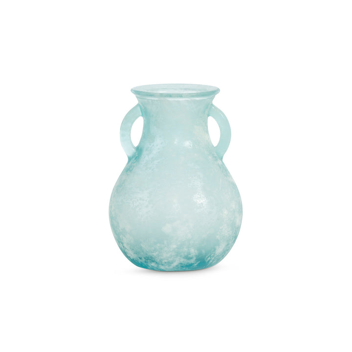 Glass Vase with Handles Frosted Seafoam Small