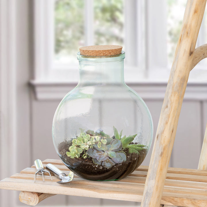 Glass Terrarium with Garden Tools, Small