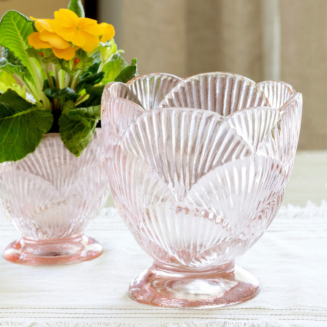 Pressed Glass Shell Vase, Large