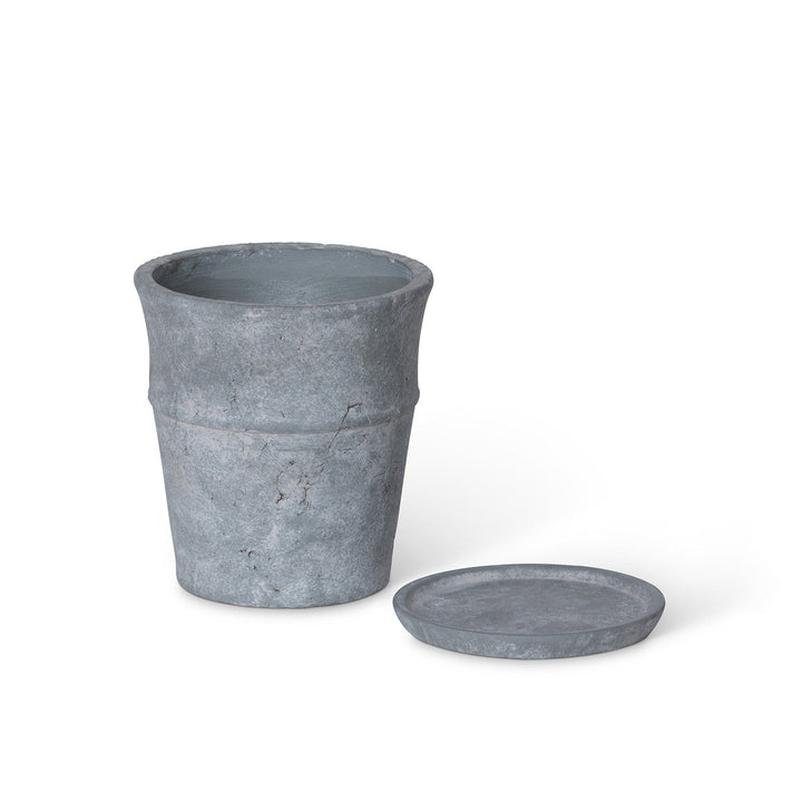Meyer Cement Garden Pot w/ Tray, 7.25"