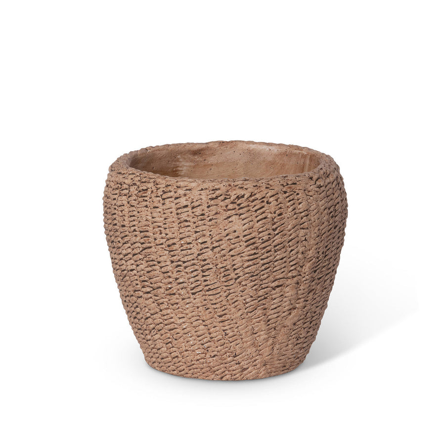 Seagrass Relief Pattern Cement Pot, 6"