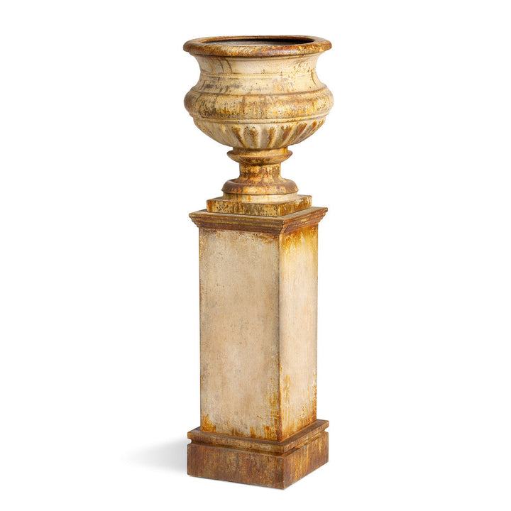 Metal Portico Urn with Tall Pedestal