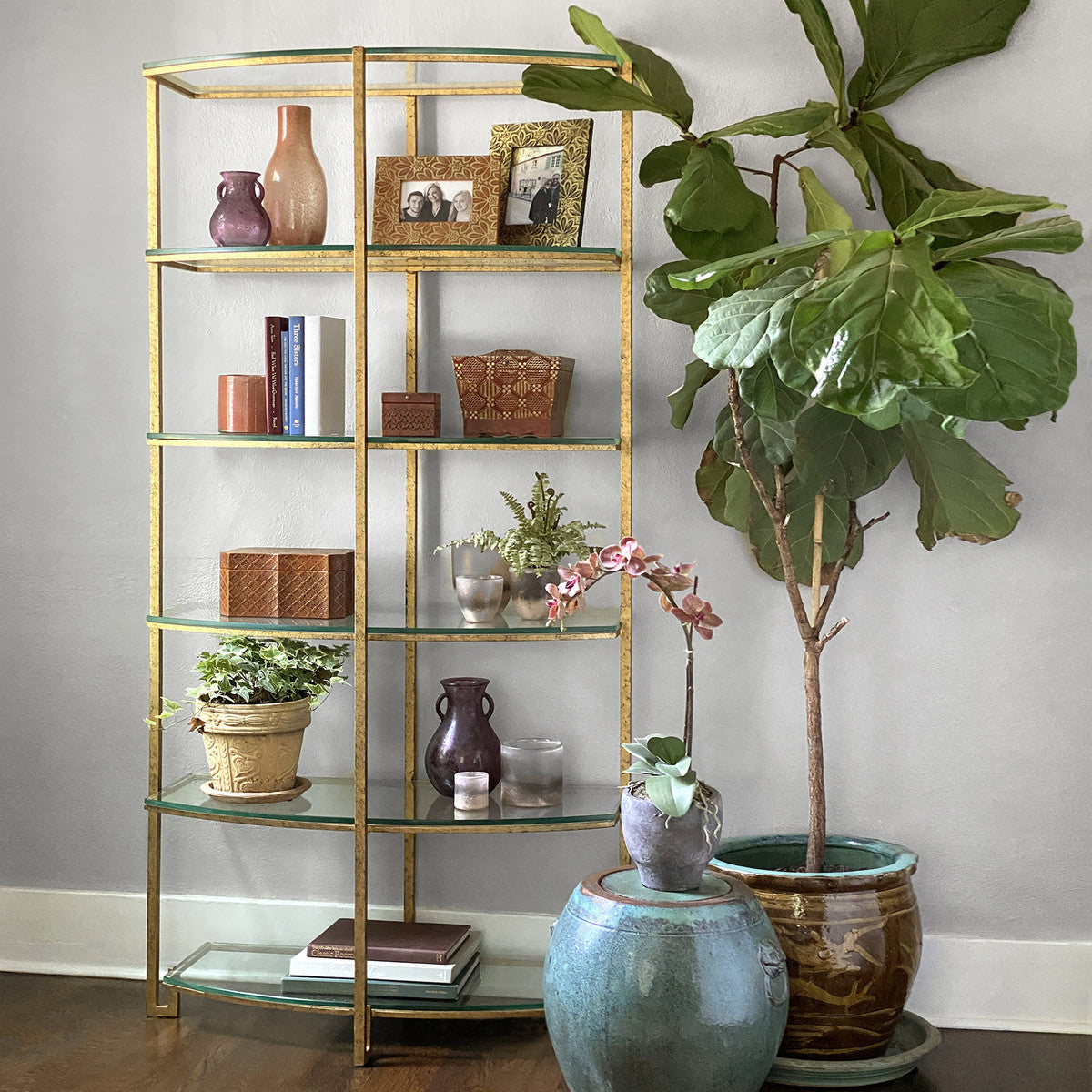 Naomi Iron and Glass Etagere