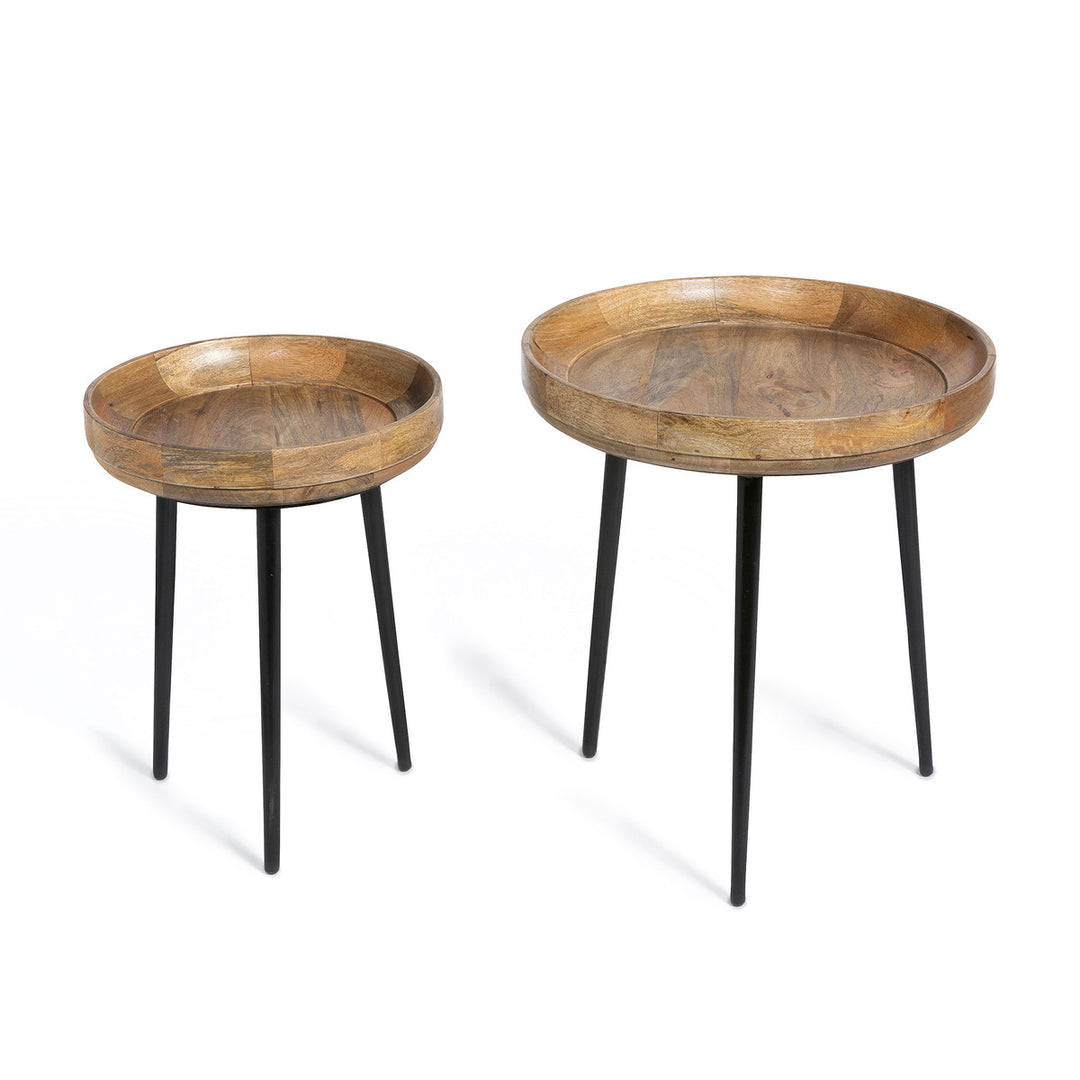 Nested Wood and Iron Occasional Tables, Set of 2