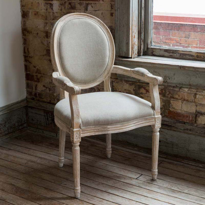 White Washed Arm Chair made from oak wood