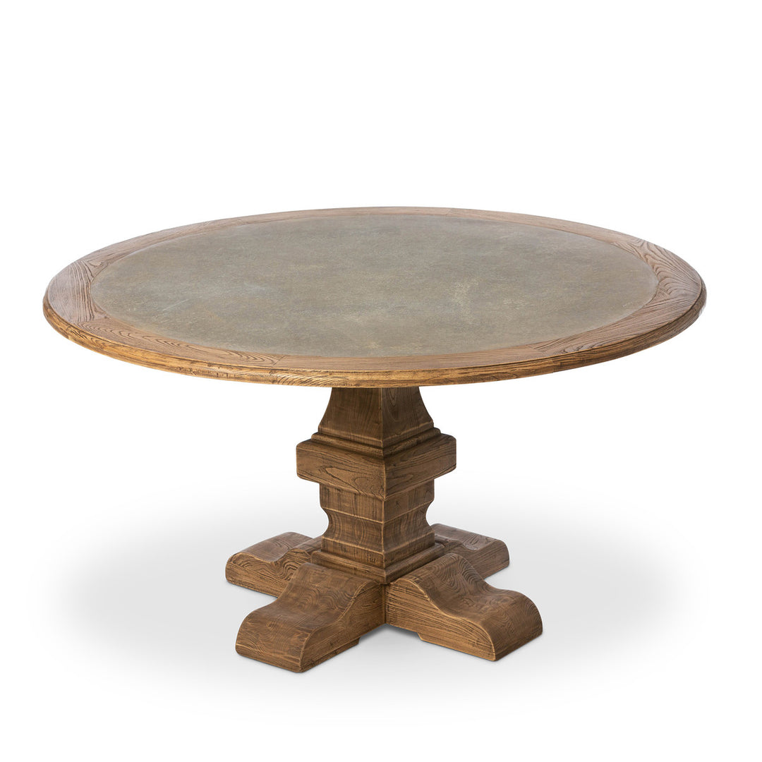 Aged Zinc Top Round Dining Table