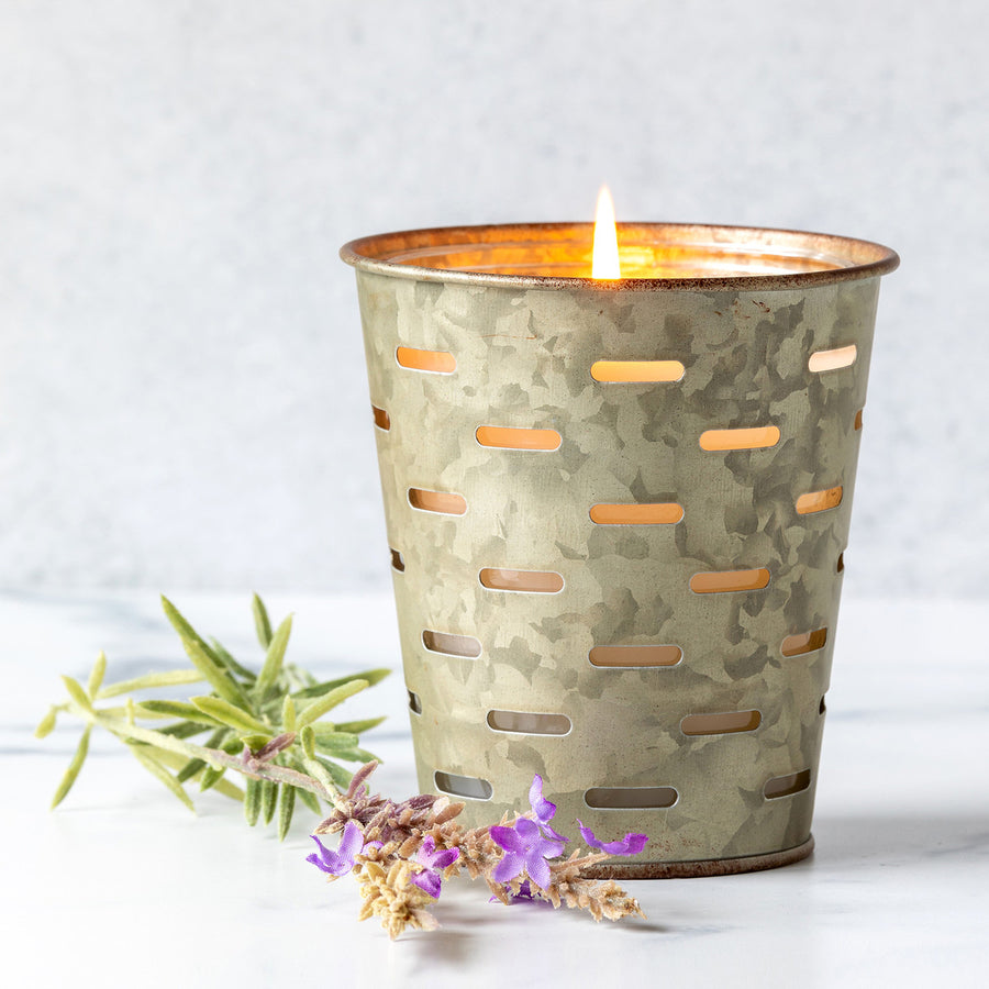 Country French Lavender Olive Bucket Candle