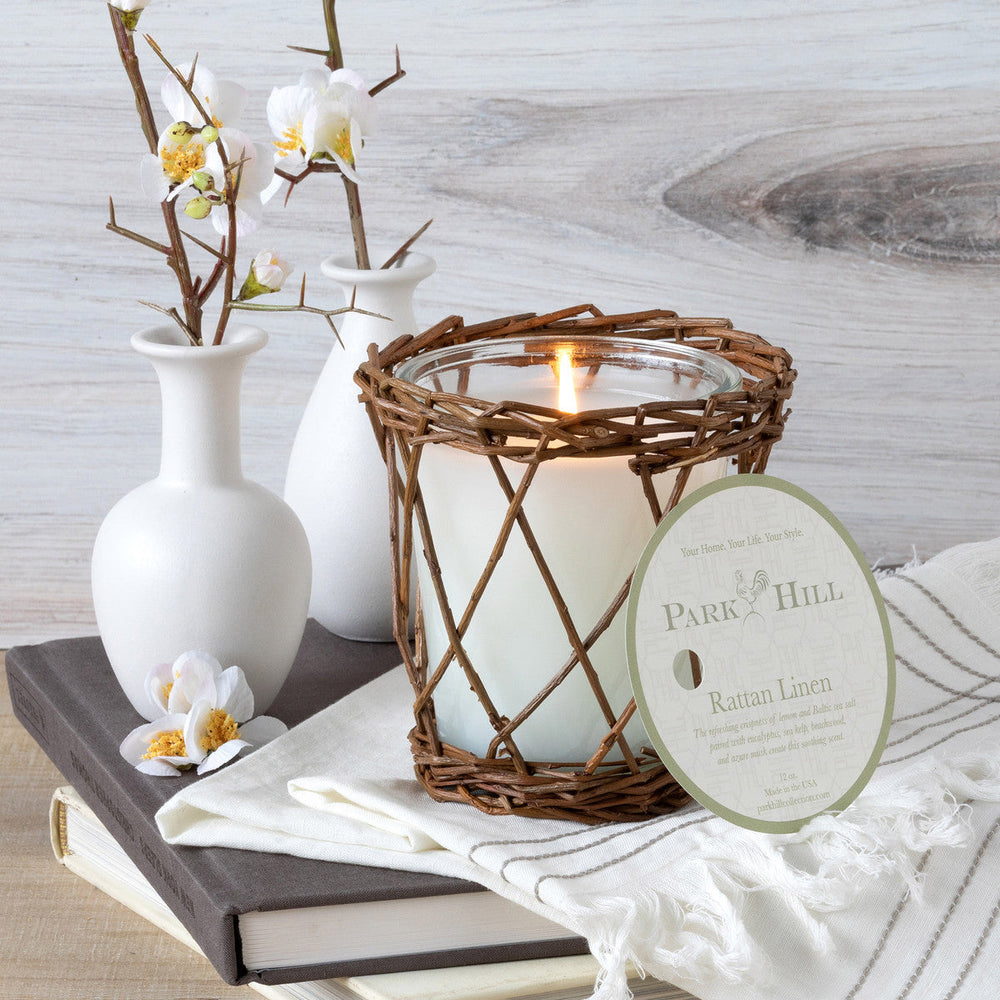 Rattan Linen Willow Candle