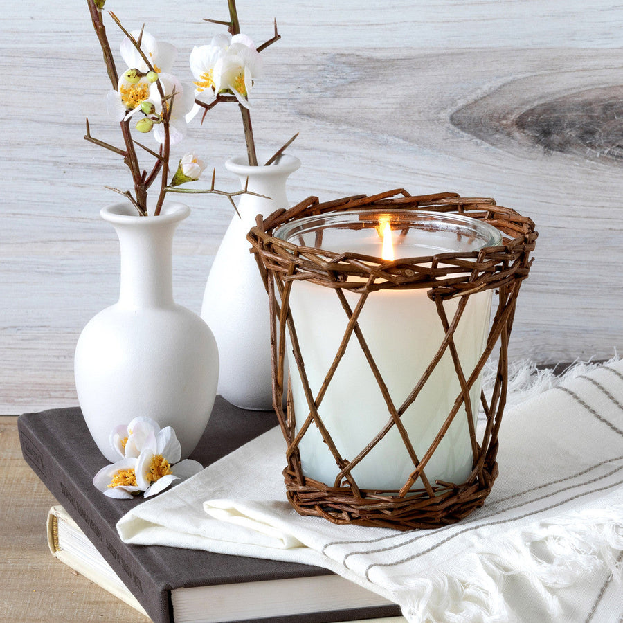 Rattan Linen Willow Candle