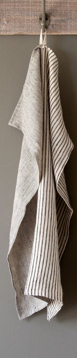 Soft Linen Dish Towel, Black Stripe