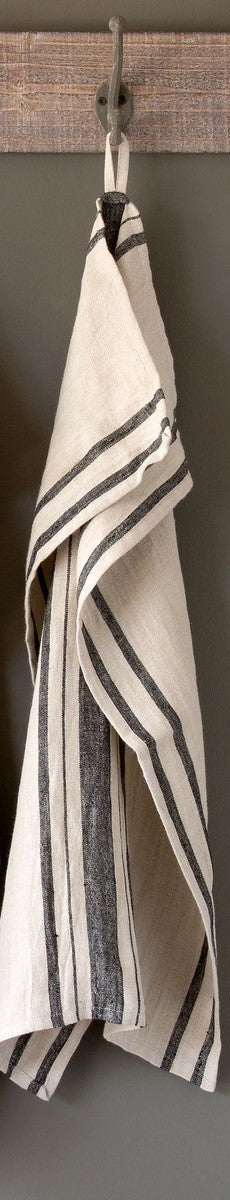 Soft Linen Dish Towel, Black Stripe