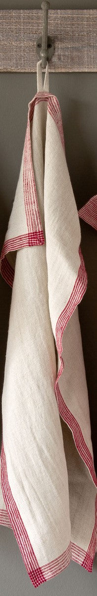 Soft Linen Dish Towel, Red Stripe