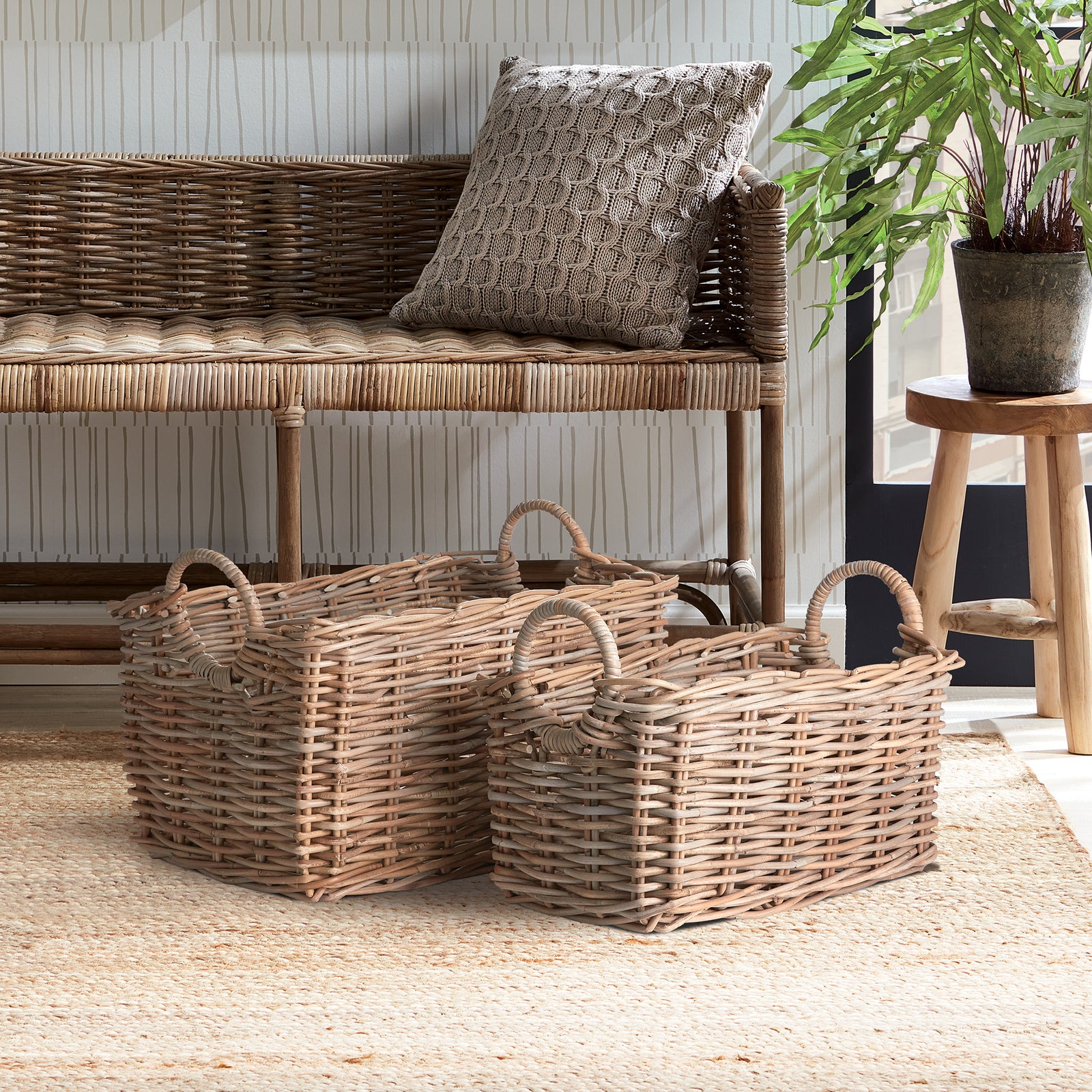 NORMANDY HALO RECTANGULAR BASKETS, SET OF 2