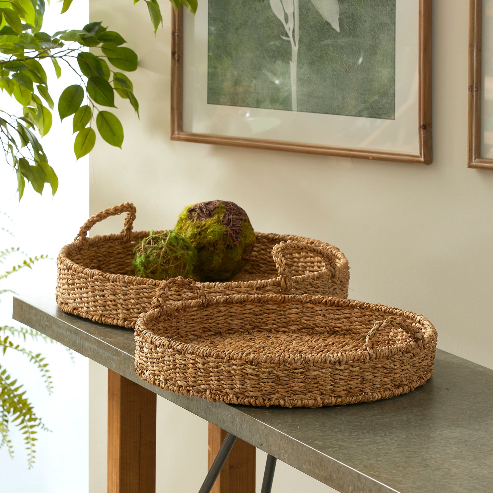 SEAGRASS ROUND TRAYS, SET OF 2