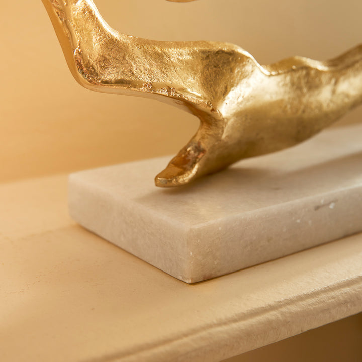 Cohen Sculpture - Gold color white marble base