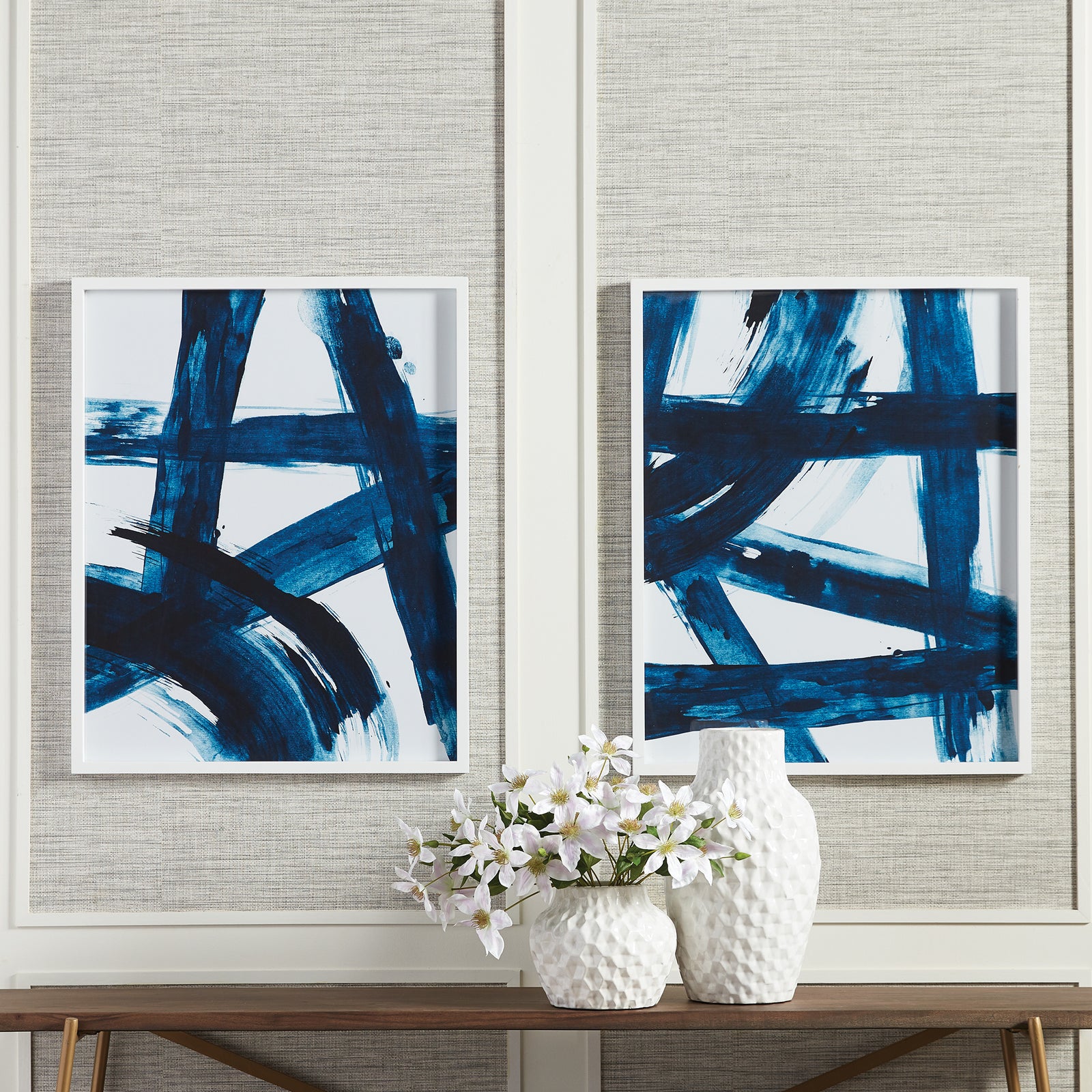 Indigo Abstracts, Set Of 2