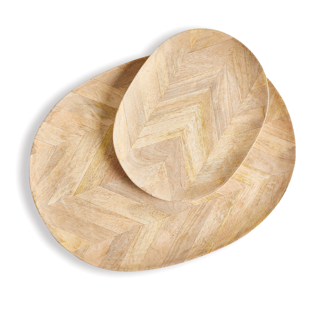 Marquetry Oval Trays, Set Of 2