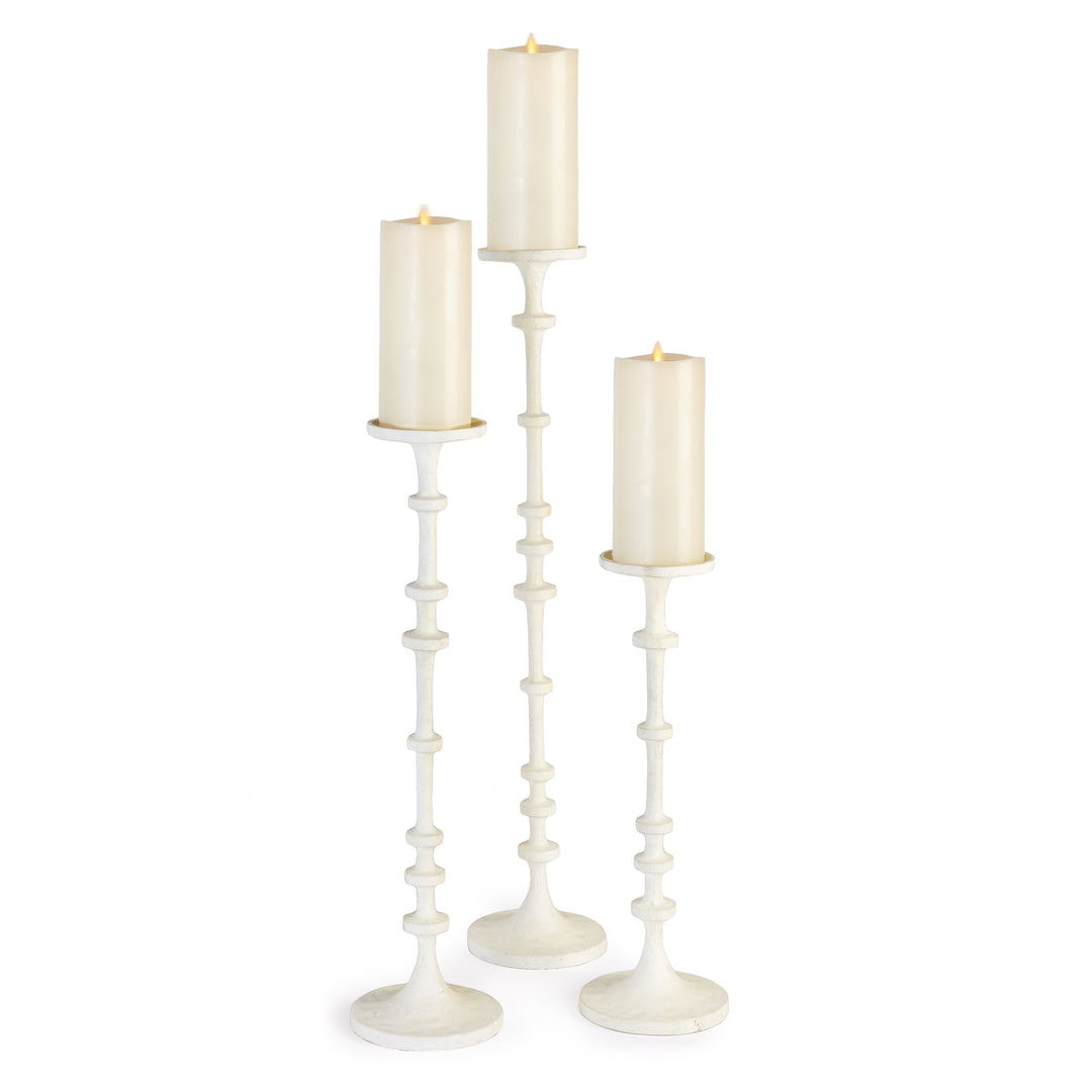 White Abacus Candle Stands, Set Of 3