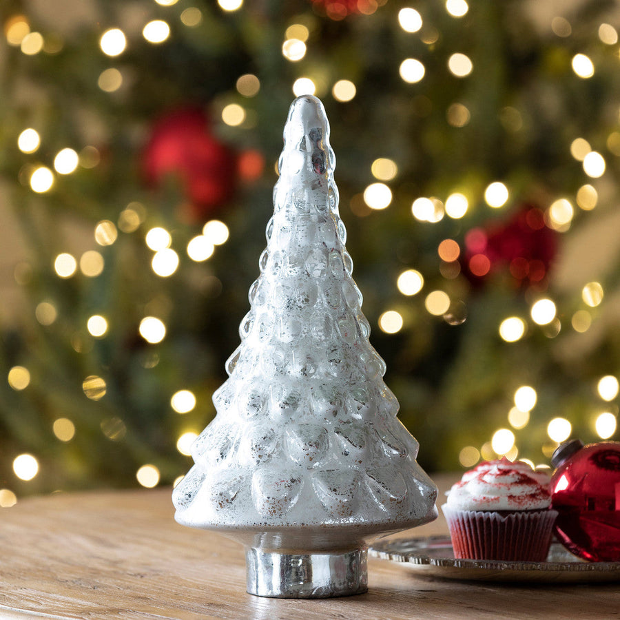 Icy Glass Tabletop Fir Tree, Large