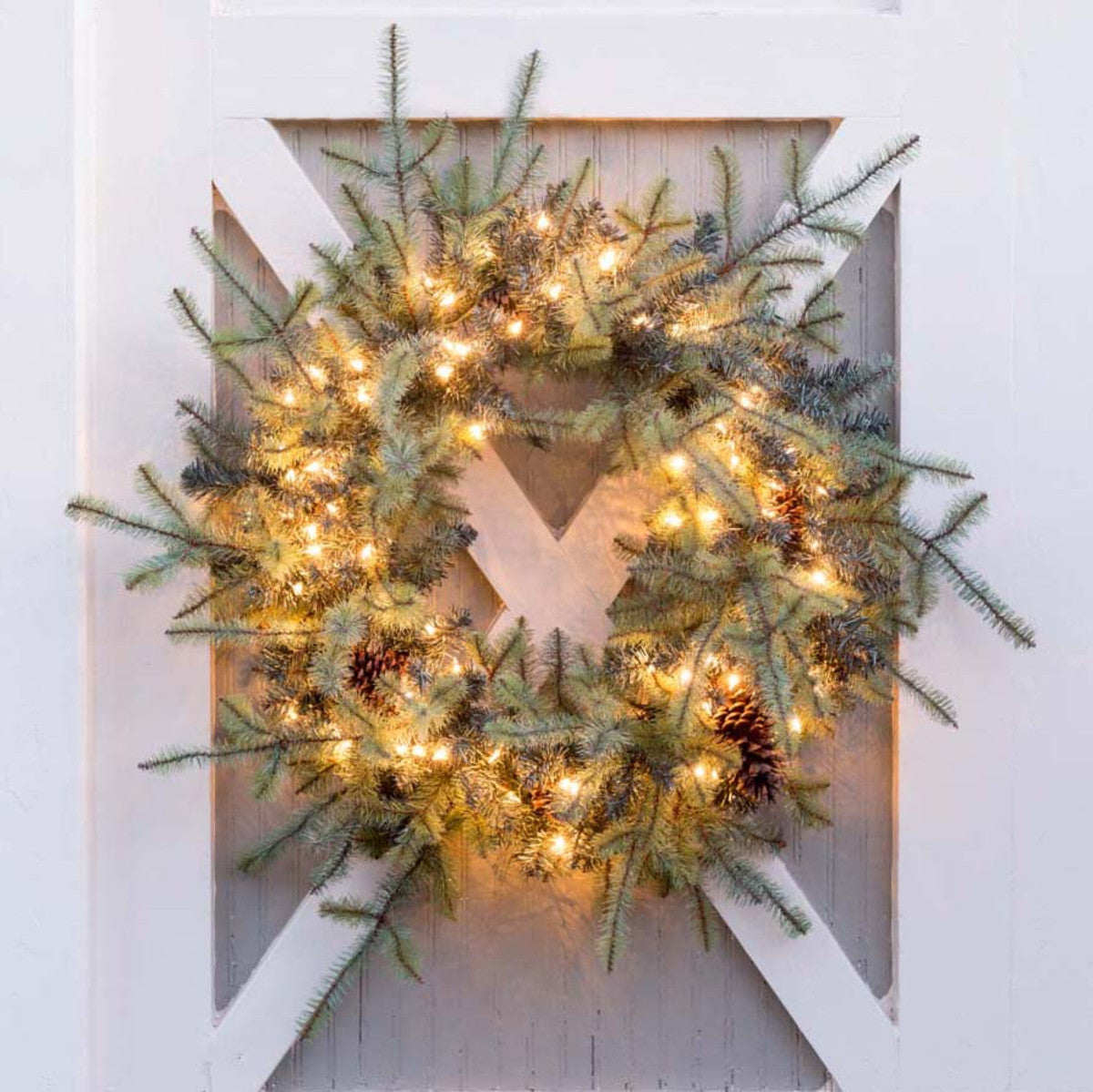 Blue Spruce Wreath with LED Lights, Extra Large